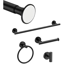 USHOWER 24 Inch Bathroom Hardware Set and 21-78 Inch Shower Curtain Rod, Matte Black