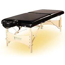 Master Massage 30" Balboa Portable Massage and Exercise Table Beauty Bed in Black Luster with Ambient Lighting System